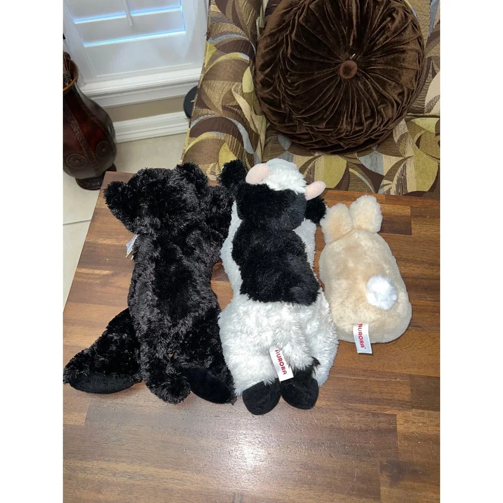 Aurora Plush Stuffed animal Lot Cow, Jaguar Flopsie Onix and Bunny